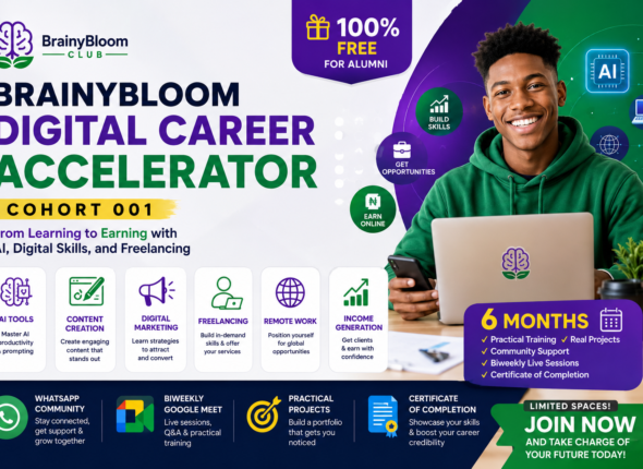 BrainyBloom digital career accelerator banner